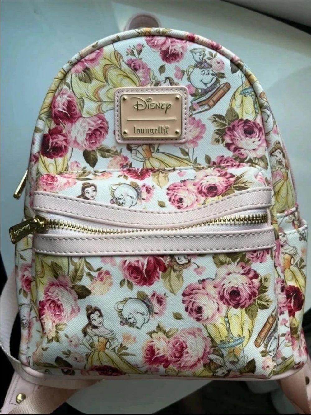 Loungefly Floral Belle Mini Backpack in Pink, Cream & Gold